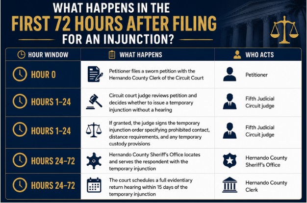 What Happens in the First 72 Hours After Filing for an Injunction?