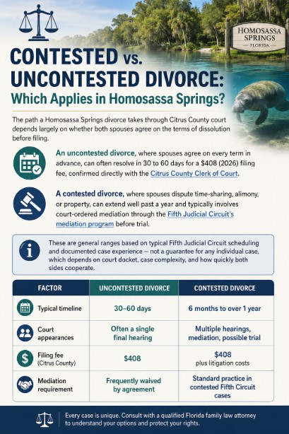 Contested vs. Uncontested Divorce: Which Applies in Homosassa Springs?